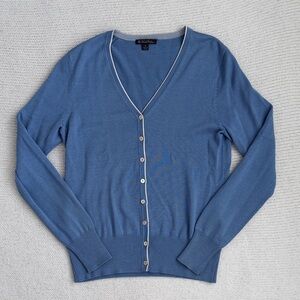 Brooks Brothers Cotton/Silk V Neck Cardigan Blue Size Small